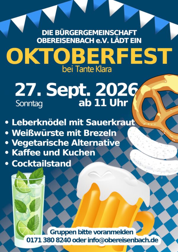 Oktoberfest 27. Sept. 2026 in Obereisenbach / Tante Klara
